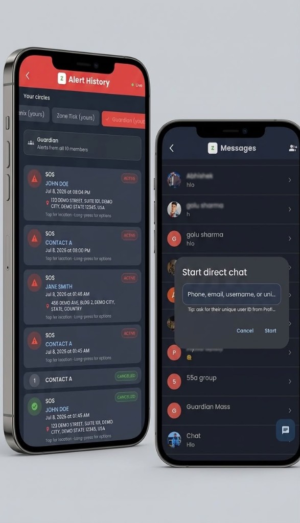Alert history and family messages