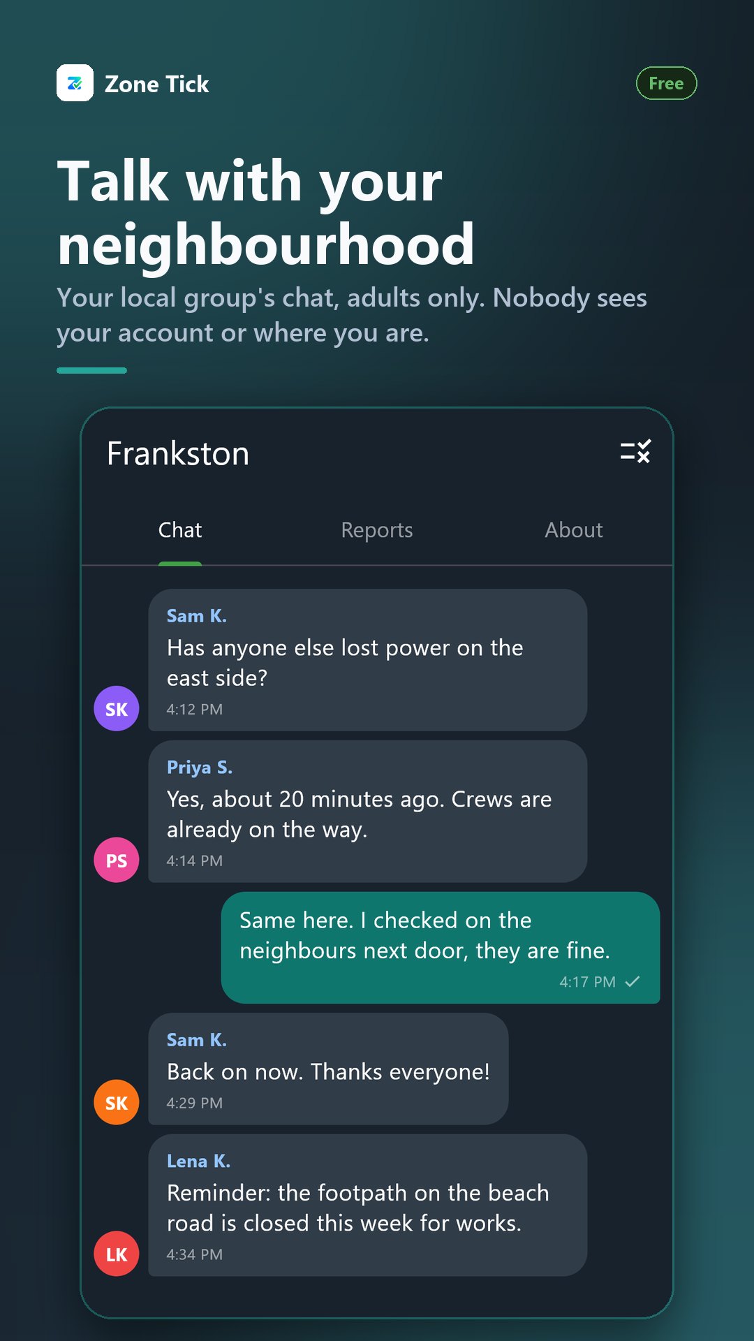 A local Community group's chat